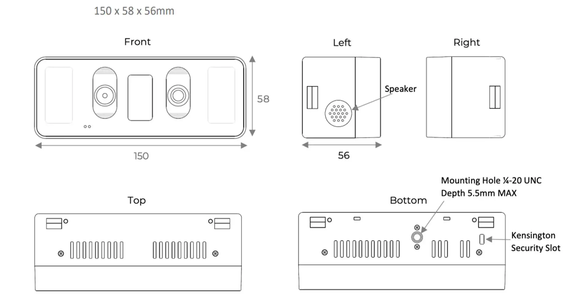 Kích thước module nhận diện mống mắt EFM-45
